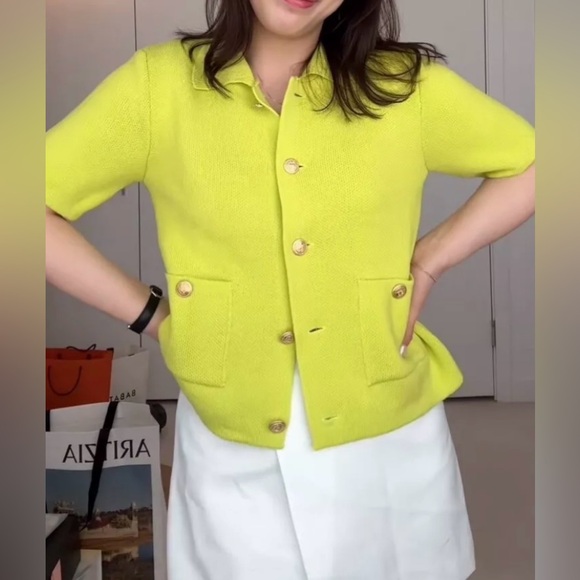 ZARA BLOGGERS’ FAVORITE BASIC SHORT SLEEVE KNIT CARDIGAN - Picture 7 of 15